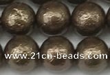 CSB2313 15.5 inches 10mm round wrinkled shell pearl beads wholesale