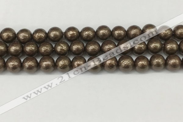 CSB2313 15.5 inches 10mm round wrinkled shell pearl beads wholesale