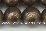 CSB2315 15.5 inches 14mm round wrinkled shell pearl beads wholesale