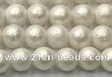 CSB2360 15.5 inches 4mm round matte wrinkled shell pearl beads