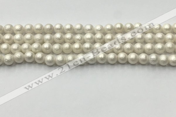 CSB2361 15.5 inches 6mm round matte wrinkled shell pearl beads