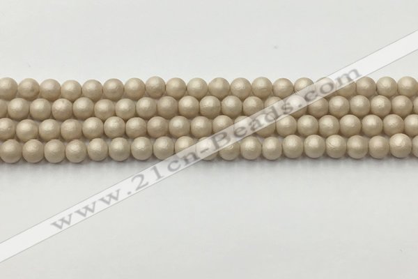 CSB2370 15.5 inches 4mm round matte wrinkled shell pearl beads