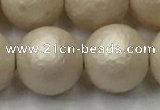 CSB2376 15.5 inches 16mm round matte wrinkled shell pearl beads