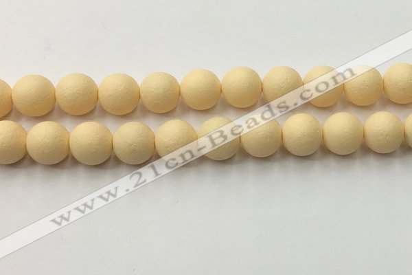 CSB2385 15.5 inches 14mm round matte wrinkled shell pearl beads