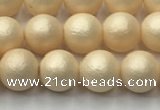 CSB2390 15.5 inches 4mm round matte wrinkled shell pearl beads