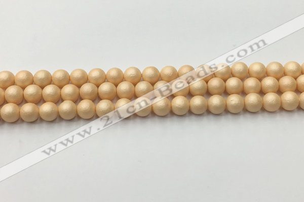 CSB2400 15.5 inches 4mm round matte wrinkled shell pearl beads