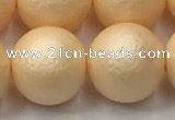 CSB2406 15.5 inches 16mm round matte wrinkled shell pearl beads