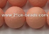 CSB2426 15.5 inches 16mm round matte wrinkled shell pearl beads