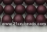 CSB2450 15.5 inches 4mm round matte wrinkled shell pearl beads