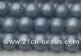 CSB2470 15.5 inches 4mm round matte wrinkled shell pearl beads