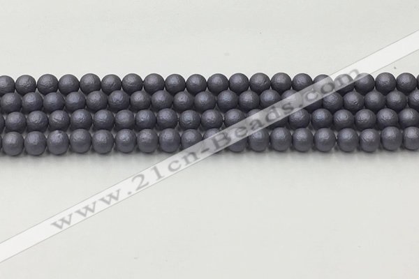 CSB2480 15.5 inches 4mm round matte wrinkled shell pearl beads