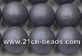 CSB2483 15.5 inches 10mm round matte wrinkled shell pearl beads