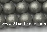 CSB2492 15.5 inches 8mm round matte wrinkled shell pearl beads