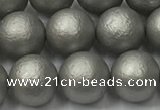 CSB2493 15.5 inches 10mm round matte wrinkled shell pearl beads