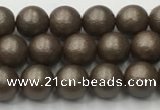 CSB2510 15.5 inches 4mm round matte wrinkled shell pearl beads