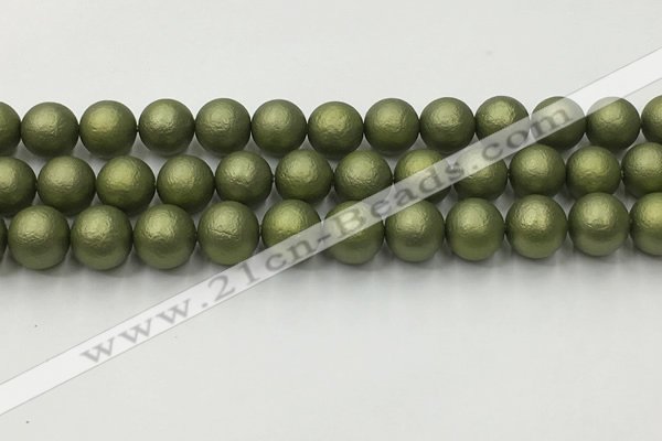 CSB2524 15.5 inches 12mm round matte wrinkled shell pearl beads