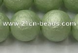 CSB2536 15.5 inches 16mm round matte wrinkled shell pearl beads