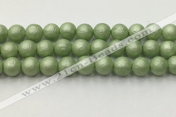 CSB2536 15.5 inches 16mm round matte wrinkled shell pearl beads