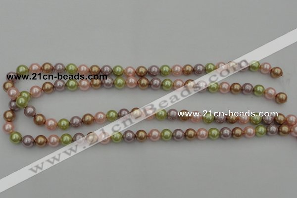 CSB306 15.5 inches 8mm round mixed color shell pearl beads