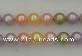 CSB309 15.5 inches 8mm round mixed color shell pearl beads