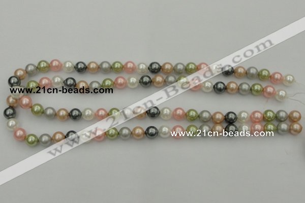 CSB310 15.5 inches 8mm round mixed color shell pearl beads