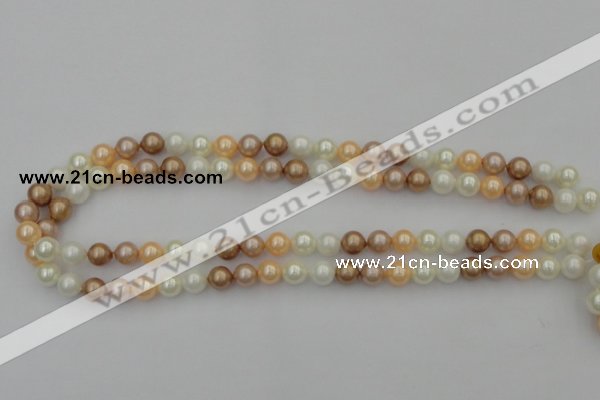 CSB311 15.5 inches 8mm round mixed color shell pearl beads