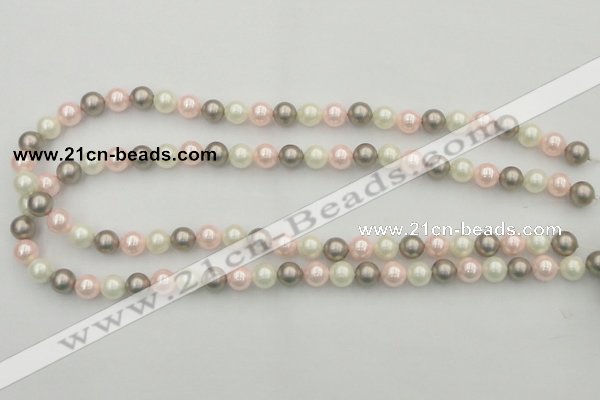 CSB313 15.5 inches 8mm round mixed color shell pearl beads