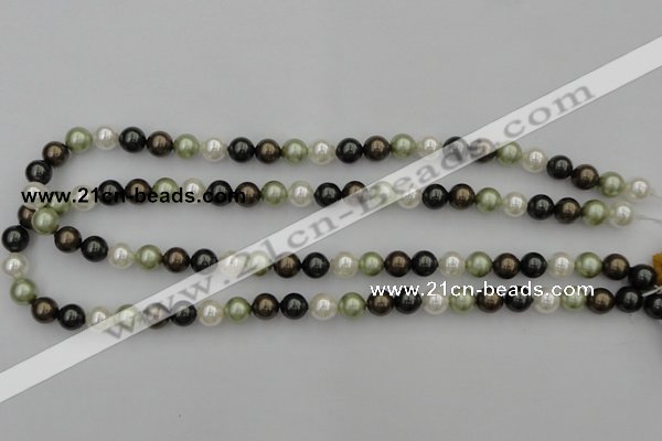 CSB314 15.5 inches 8mm round mixed color shell pearl beads