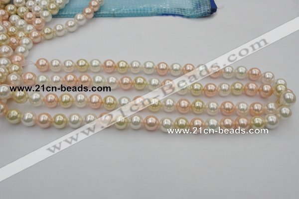 CSB320 15.5 inches 10mm round mixed color shell pearl beads