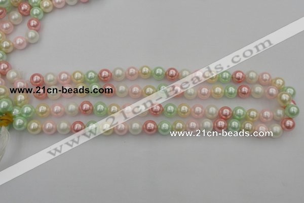 CSB322 15.5 inches 10mm round mixed color shell pearl beads