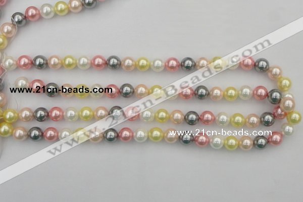 CSB323 15.5 inches 10mm round mixed color shell pearl beads