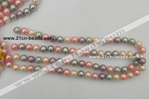 CSB324 15.5 inches 10mm round mixed color shell pearl beads