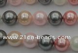 CSB326 15.5 inches 10mm round mixed color shell pearl beads