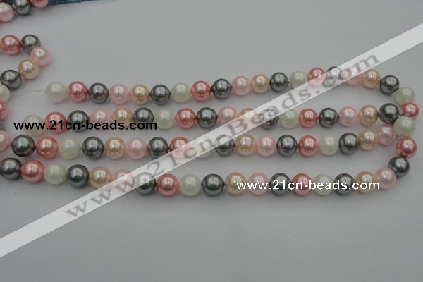 CSB326 15.5 inches 10mm round mixed color shell pearl beads