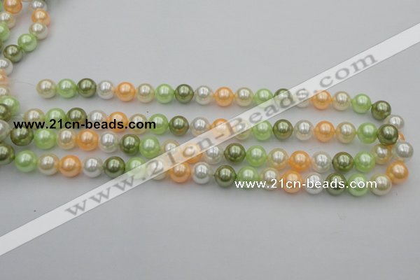 CSB328 15.5 inches 10mm round mixed color shell pearl beads