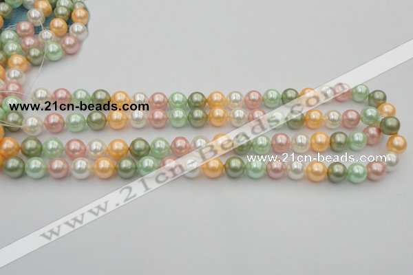 CSB329 15.5 inches 10mm round mixed color shell pearl beads