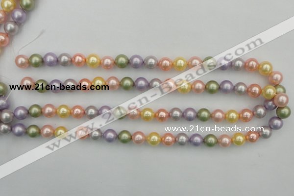 CSB330 15.5 inches 10mm round mixed color shell pearl beads