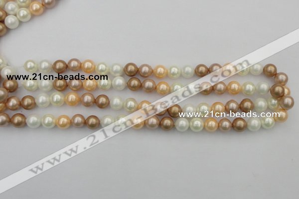 CSB332 15.5 inches 10mm round mixed color shell pearl beads