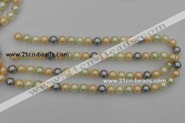 CSB333 15.5 inches 10mm round mixed color shell pearl beads