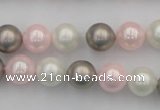 CSB335 15.5 inches 10mm round mixed color shell pearl beads