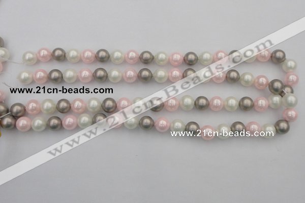 CSB335 15.5 inches 10mm round mixed color shell pearl beads