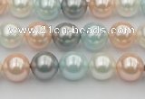 CSB336 15.5 inches 10mm round mixed color shell pearl beads