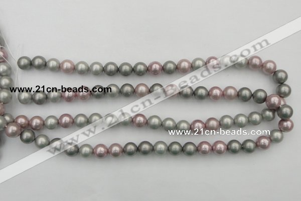 CSB341 15.5 inches 10mm round mixed color shell pearl beads