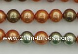 CSB343 15.5 inches 10mm round mixed color shell pearl beads