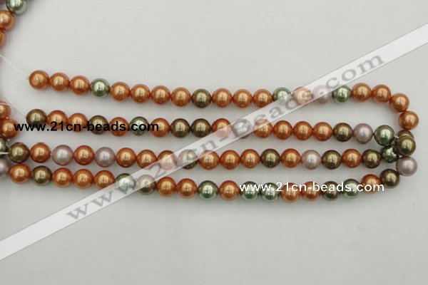 CSB343 15.5 inches 10mm round mixed color shell pearl beads