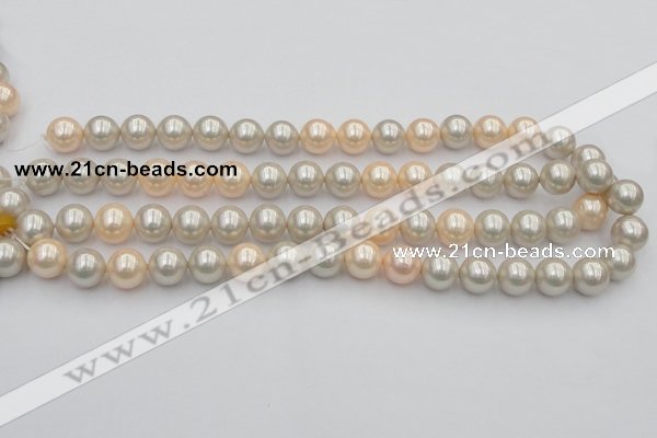 CSB351 15.5 inches 12mm round mixed color shell pearl beads