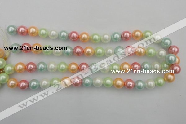 CSB353 15.5 inches 12mm round mixed color shell pearl beads