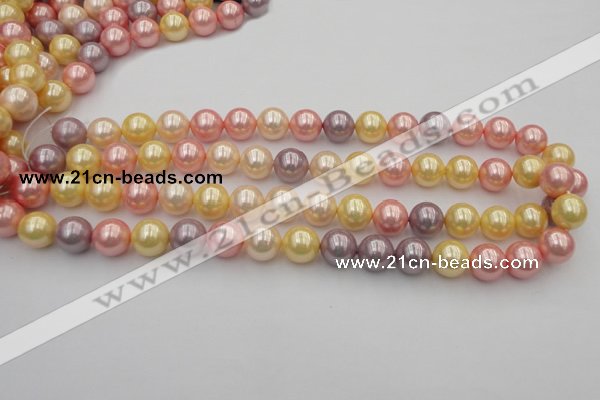 CSB354 15.5 inches 12mm round mixed color shell pearl beads