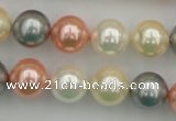 CSB355 15.5 inches 12mm round mixed color shell pearl beads