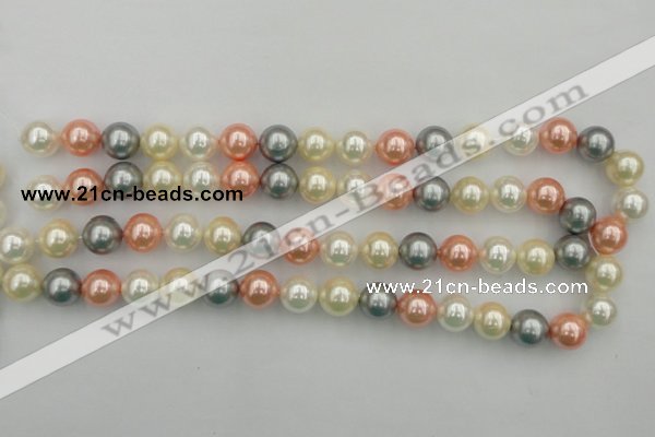 CSB355 15.5 inches 12mm round mixed color shell pearl beads